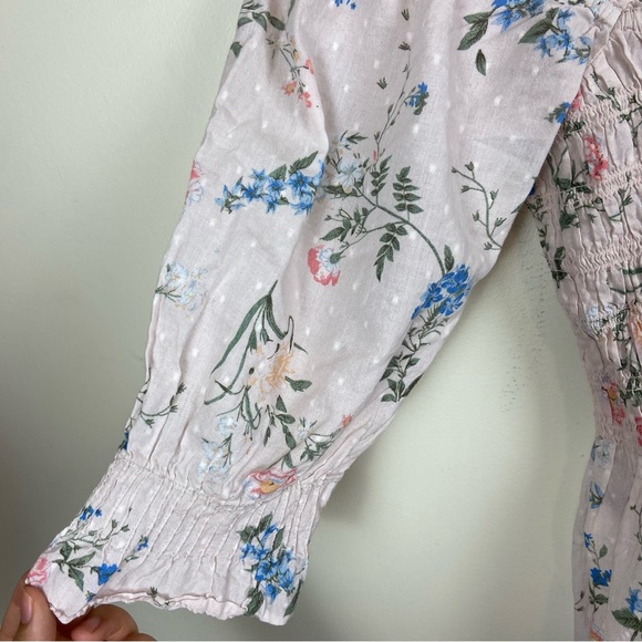 Saylor Clover Floral Smocked Square Neck Puff Sleeve Blouse Top Small Feminine - Picture 7 of 14